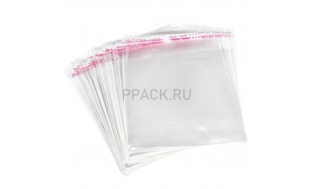 Пакет с клеевым клапаном 20х20 см, БООП, клапан + 3 см, 25мкм (100шт)